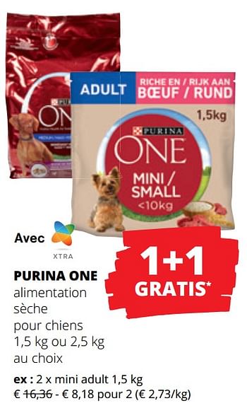 Promoties Purina one mini adult - Purina - Geldig van 25/04/2024 tot 08/05/2024 bij Spar (Colruytgroup)