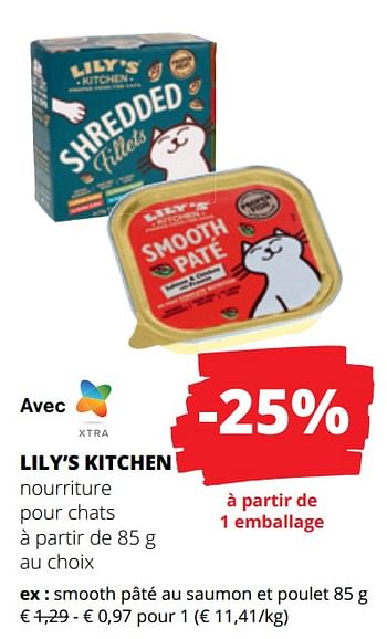 Promoties Smooth pâté au saumon et poulet - Lily's Kitchen - Geldig van 25/04/2024 tot 08/05/2024 bij Spar (Colruytgroup)