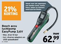 Promoties Bosch accu luchtpomp easypump 3,6v - Bosch - Geldig van 24/04/2024 tot 30/04/2024 bij Gamma