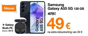 Promoties Samsung galaxy a55 5g 128 gb - Samsung - Geldig van 22/04/2024 tot 30/04/2024 bij Orange