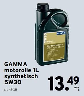 Promoties Gamma motorolie synthetisch 5w30 - Huismerk - Gamma - Geldig van 24/04/2024 tot 30/04/2024 bij Gamma