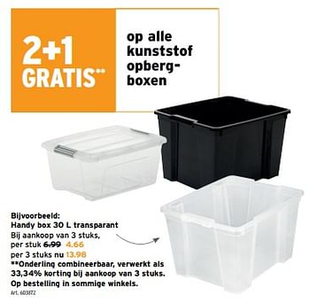 Promoties Handy box transparant - Huismerk - Gamma - Geldig van 24/04/2024 tot 30/04/2024 bij Gamma