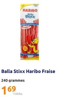Promoties Balla stixx haribo fraise - Haribo - Geldig van 24/04/2024 tot 30/04/2024 bij Action