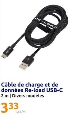 Promoties Câble de charge et de données re load usb c - Reload - Geldig van 24/04/2024 tot 30/04/2024 bij Action