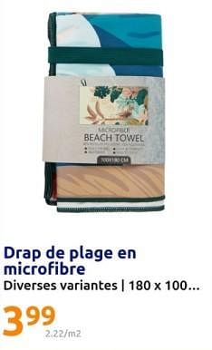 Promoties Drap de plage en microfibre - Huismerk - Action - Geldig van 24/04/2024 tot 30/04/2024 bij Action