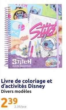 Promoties Livre de coloriage et d`activités disney - Disney - Geldig van 24/04/2024 tot 30/04/2024 bij Action