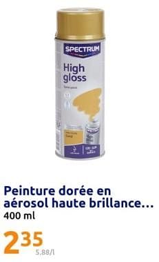 Promoties Peinture dorée en aérosol haute brillance - SPECTRUM - Geldig van 24/04/2024 tot 30/04/2024 bij Action