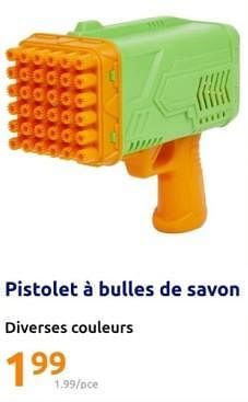 Promotions Pistolet à bulles de savon - Produit Maison - Action - Valide de 24/04/2024 à 30/04/2024 chez Action