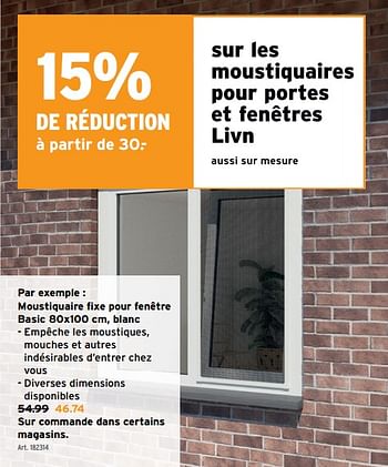 Promoties Moustiquaire fixe pour fenêtre basic - Huismerk - Gamma - Geldig van 24/04/2024 tot 30/04/2024 bij Gamma