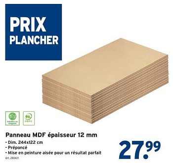 Promoties Panneau mdf épaisseur - Huismerk - Gamma - Geldig van 24/04/2024 tot 30/04/2024 bij Gamma