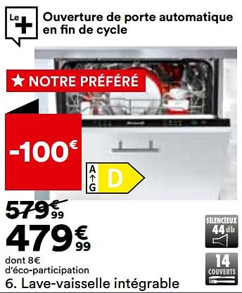 Promoties Lave-vaisselle intégrable brandt bdj424db - Brandt - Geldig van 16/04/2024 tot 20/05/2024 bij But