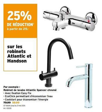 Promoties Robinet de lavabo atlantic spencer chromé - Handson - Geldig van 24/04/2024 tot 30/04/2024 bij Gamma