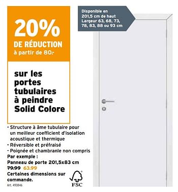 Promoties Sur les portes tubulaires à peindre solid colore - Solid - Geldig van 24/04/2024 tot 30/04/2024 bij Gamma