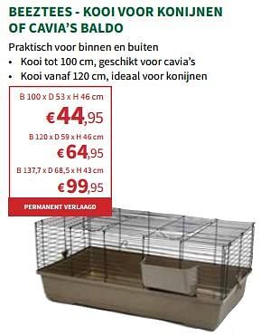 Promoties Beeztees kooi voor konijnen of cavia’s baldo - Beeztees - Geldig van 24/04/2024 tot 05/05/2024 bij Horta