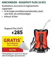 Promoties Birchmeier rugspuit flox 10 at1 - Birchmeier - Geldig van 24/04/2024 tot 05/05/2024 bij Horta