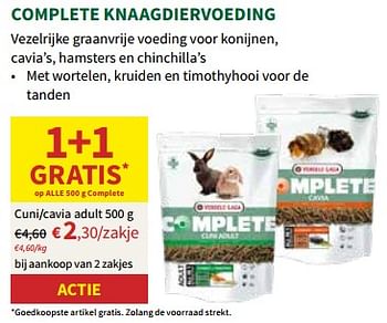 Promotions Complete knaagdiervoeding cuni cavia adult - Versele-Laga - Valide de 24/04/2024 à 05/05/2024 chez Horta
