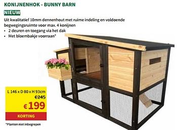 Promotions Konijnenhok bunny barn - Produit maison - Horta - Valide de 24/04/2024 à 05/05/2024 chez Horta
