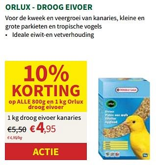 Promoties Orlux droog eivoer droog eivoer kanaries - Orlux - Geldig van 24/04/2024 tot 05/05/2024 bij Horta