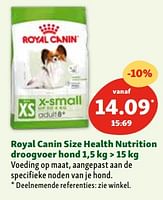 Promoties Royal canin size health nutrition droogvoer hond - Royal Canin - Geldig van 30/04/2024 tot 06/05/2024 bij Maxi Zoo