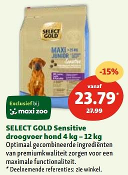 Promotions Select gold sensitive droogvoer hond - Select Gold - Valide de 30/04/2024 à 06/05/2024 chez Maxi Zoo