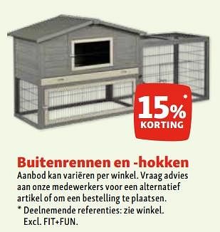 Promotions Buitenrennen en -hokken 15% korting - Produit maison - Maxi Zoo - Valide de 30/04/2024 à 06/05/2024 chez Maxi Zoo