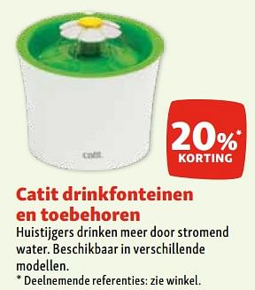 Promotions Catit drinkfonteinen en toebehoren 20% korting - Catit - Valide de 30/04/2024 à 06/05/2024 chez Maxi Zoo