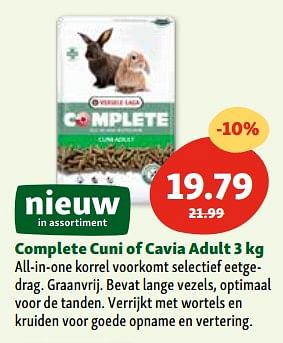 Promotions Complete cuni of cavia adult - Versele-Laga - Valide de 30/04/2024 à 06/05/2024 chez Maxi Zoo