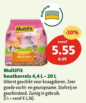 Promotions Multifit houtkorrels - Multifit - Valide de 30/04/2024 à 06/05/2024 chez Maxi Zoo