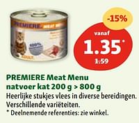 Premiere meat menu natvoer kat-Premiere