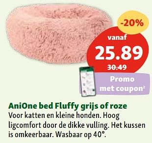 Promotions Anione bed fluffy grijs of roze - Anione - Valide de 30/04/2024 à 06/05/2024 chez Maxi Zoo