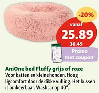 Promoties Anione bed fluffy grijs of roze - Anione - Geldig van 30/04/2024 tot 06/05/2024 bij Maxi Zoo