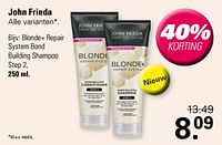 Promoties Blonde+ repair system bond building shampoo step 2 - John Frieda - Geldig van 24/04/2024 tot 11/05/2024 bij De Online Drogist