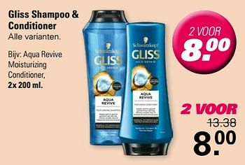 Promotions Gliss aqua revive moisturizing conditioner - Schwarzkopf - Valide de 24/04/2024 à 11/05/2024 chez De Online Drogist