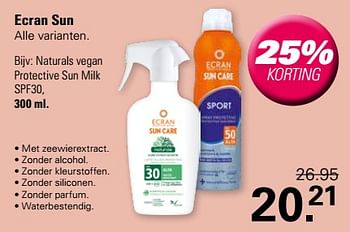 Promoties Naturals vegan protective sun milk spf30 - Ecran - Geldig van 24/04/2024 tot 11/05/2024 bij De Online Drogist