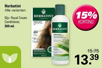 Promotions Royal cream conditioner - Herbatint - Valide de 24/04/2024 à 11/05/2024 chez De Online Drogist