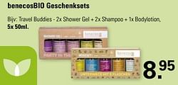 Bio geschenksets travel buddies shower gel + shampoo + bodylotion