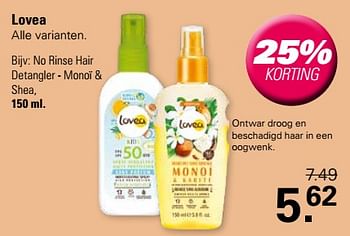 Promotions No rinse hair detangler monoï + shea - Lovea - Valide de 24/04/2024 à 11/05/2024 chez De Online Drogist