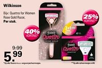 Promoties Quattro for women rose gold razor - Wilkinson - Geldig van 24/04/2024 tot 11/05/2024 bij De Online Drogist