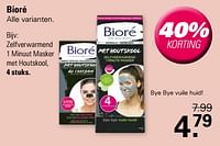 Promoties Zelfverwarmend 1 minuut masker met houtskool - Bioré  - Geldig van 24/04/2024 tot 11/05/2024 bij De Online Drogist