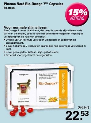 Promotions Bio omega 7 capsules - Pharma Nord - Valide de 24/04/2024 à 11/05/2024 chez De Online Drogist