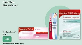 Promotions Gyno crème - Canesten - Valide de 24/04/2024 à 11/05/2024 chez De Online Drogist