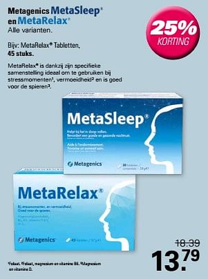 Promotions Metarelax tabletten - Metagenics - Valide de 24/04/2024 à 11/05/2024 chez De Online Drogist