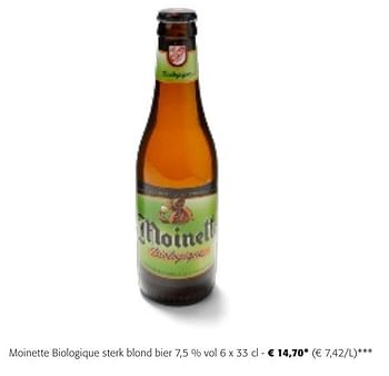 Promotions Moinette biologique sterk blond bier - Moinette - Valide de 24/04/2024 à 07/05/2024 chez Colruyt