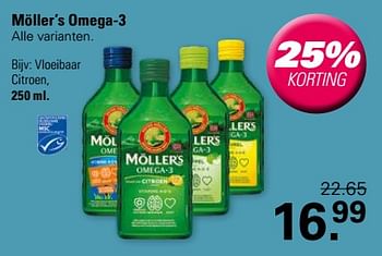 Promotions Omega 3 vloeibaar citroen - Möller's - Valide de 24/04/2024 à 11/05/2024 chez De Online Drogist