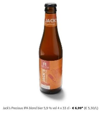 Promotions Jack`s precious ipa blond bier - jack's - Valide de 24/04/2024 à 07/05/2024 chez Colruyt