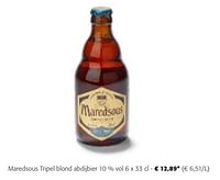 Promoties Maredsous tripel blond abdijbier - Maredsous - Geldig van 24/04/2024 tot 07/05/2024 bij Colruyt
