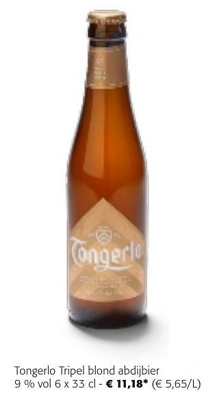 Promoties Tongerlo tripel blond abdijbier - Tongerlo - Geldig van 24/04/2024 tot 07/05/2024 bij Colruyt