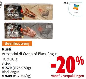 Promotions Rusti arrosticini di ovino of black angus - Rusti - Valide de 24/04/2024 à 07/05/2024 chez Colruyt