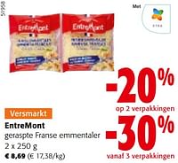 Promoties Entremont geraspte franse emmentaler - Entre Mont - Geldig van 24/04/2024 tot 07/05/2024 bij Colruyt