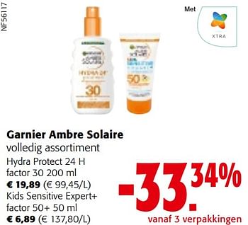 Promotions Garnier ambre solaire volledig assortiment - Garnier - Valide de 24/04/2024 à 07/05/2024 chez Colruyt
